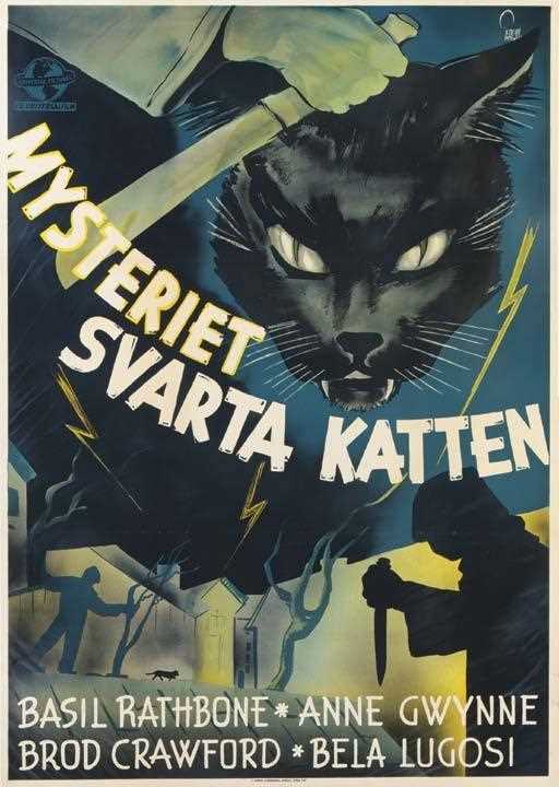 1934年根据爱伦坡小说改编的电影《黑猫》海报　