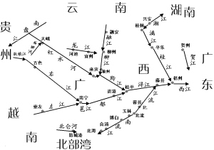 粤语在两广的沿江分布图