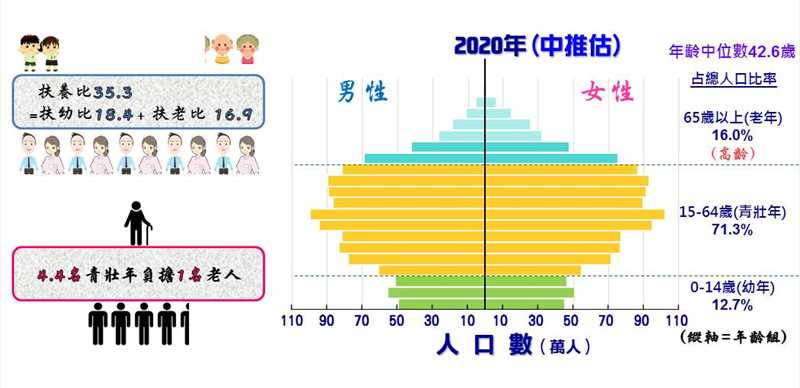 台湾省人口结构（2020年）
