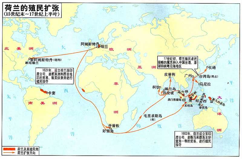 荷兰的殖民扩张将魔爪伸向中国的台湾、澎湖、闽粤沿海